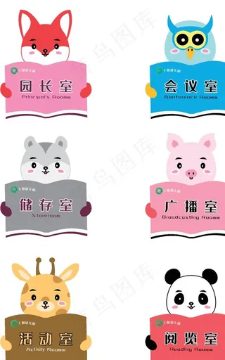 卡通小动物幼儿园科室异形展板图片