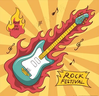 火焰燃烧吉他海报图片