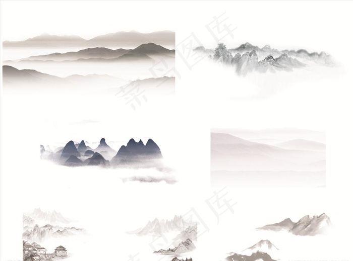 中国风水墨山水透明背景PNG图片