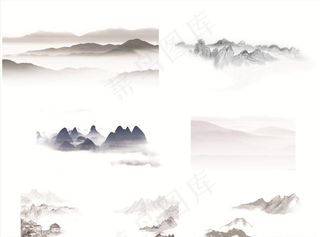 中国风水墨山水透明背景PNG图片