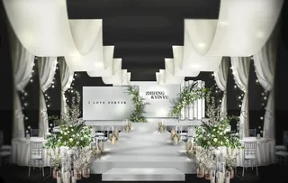 韩式白绿婚礼效果图图片