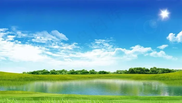 草原美景风光瀑布图片psd模版下载