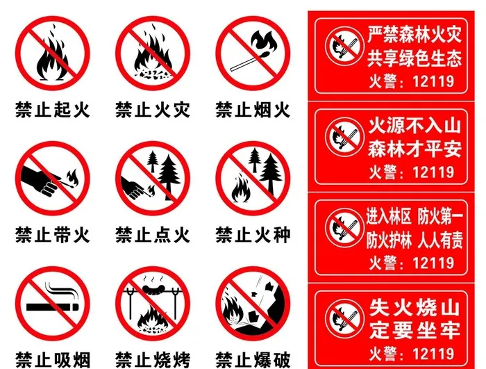 森林防火警示牌图片