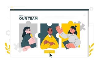 扁平化团队人物插画设计图片