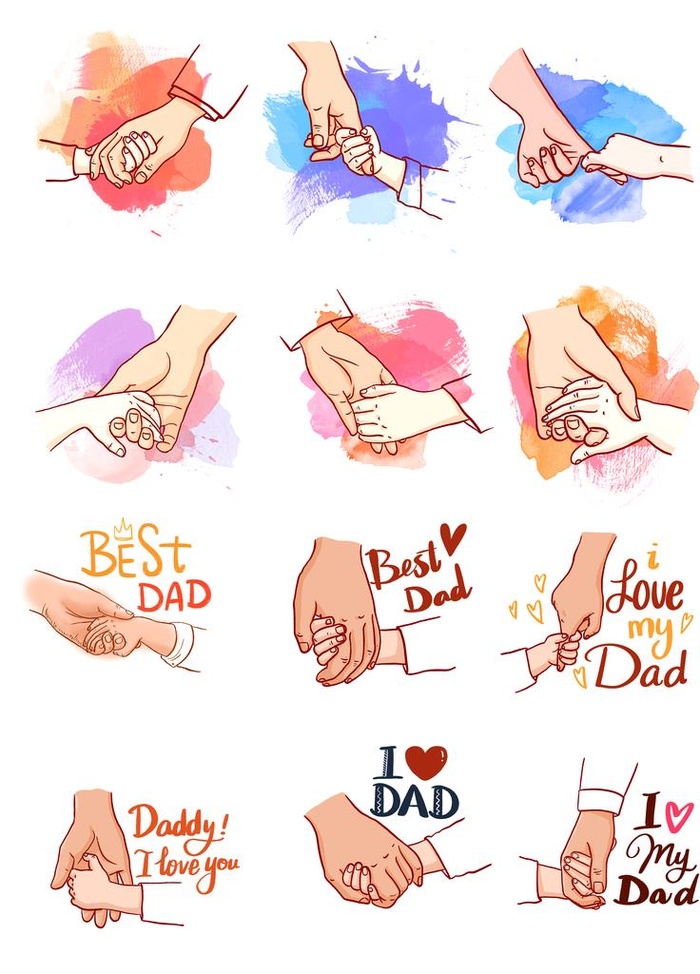 父亲节母亲节各种卡通牵手图片