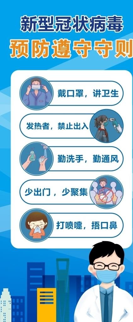新型冠状病毒 预防遵守守则图片cdr矢量模版下载