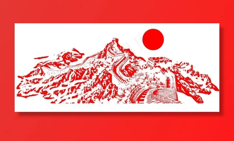 长城图片psd模版下载