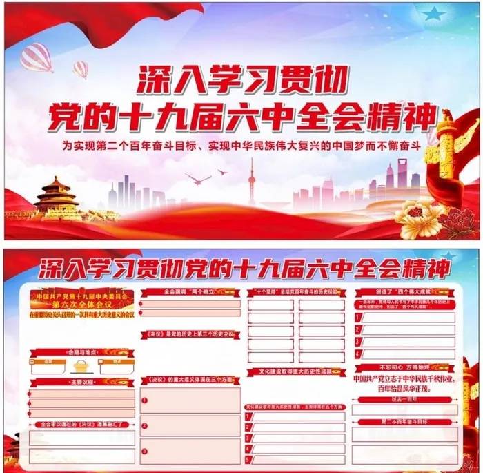十九大六中全会 党建图片cdr矢量模版下载