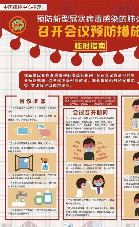 新冠病毒召开会议预防措施海报图片(0*0像素())cdr矢量模版下载