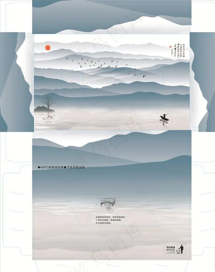 复古山水盒子图片cdr矢量模版下载