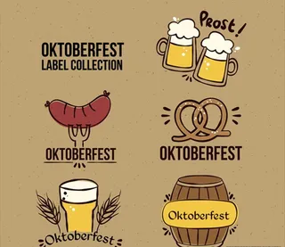 手绘德国啤酒节的标签图片