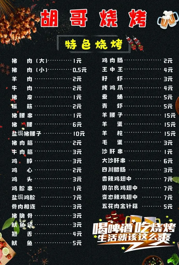 烧烤菜单图片(2480X3508(DPI:300))psd模版下载