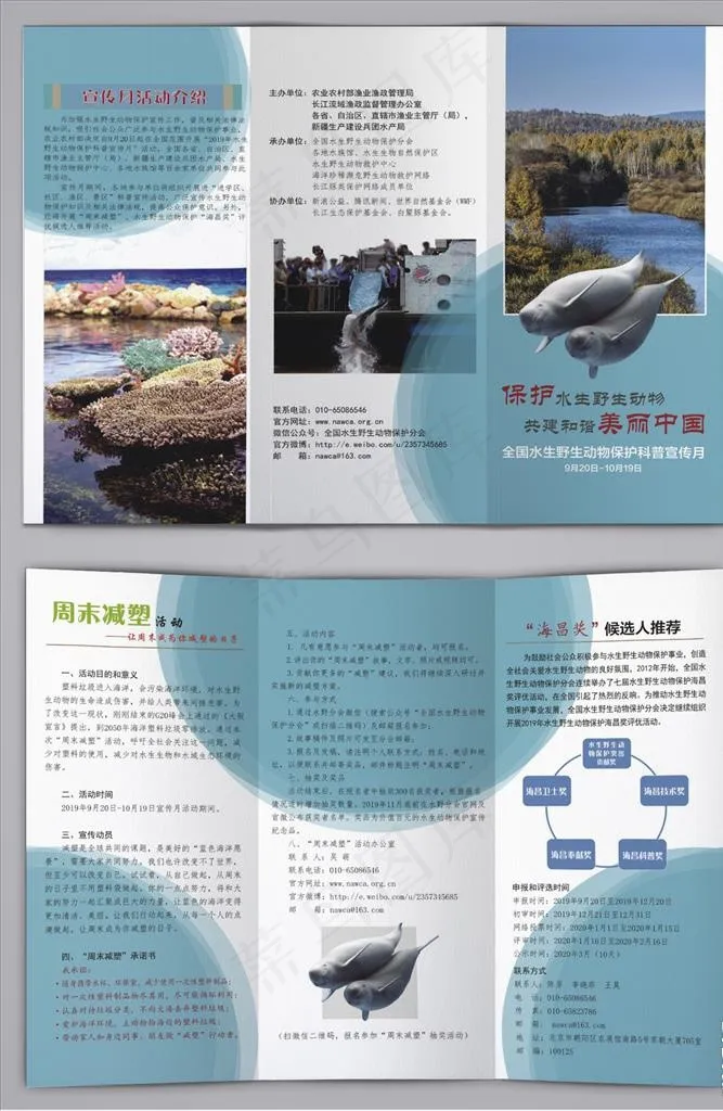 水生野生动物保护科普宣传月折页图片(0*0像素())cdr矢量模版下载