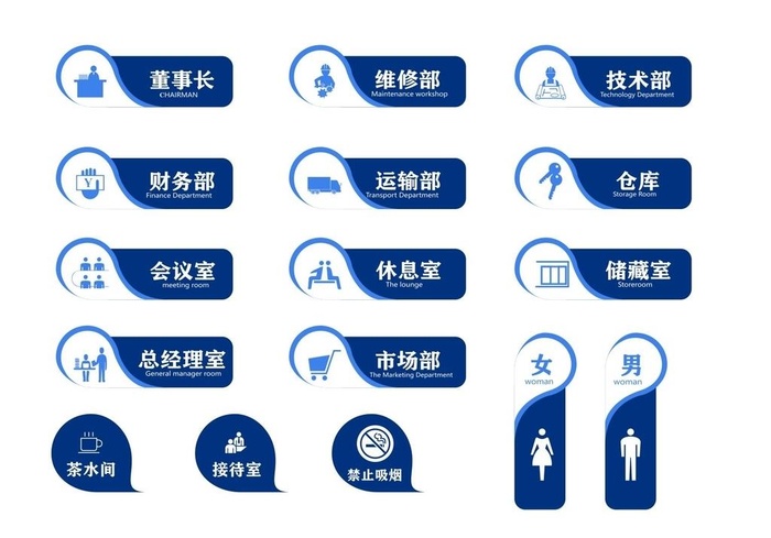 蓝色商务公司导视牌标牌图片cdr矢量模版下载