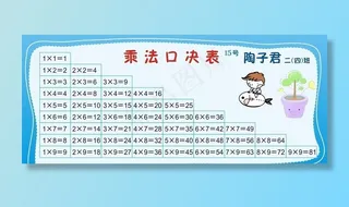 乘法表 乘法口决表图片