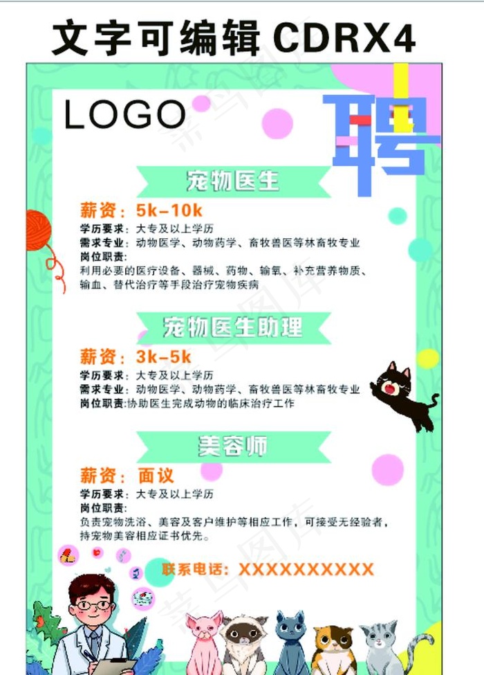 宠物医院招聘图片cdr矢量模版下载