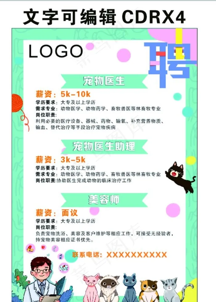 宠物医院招聘图片cdr矢量模版下载