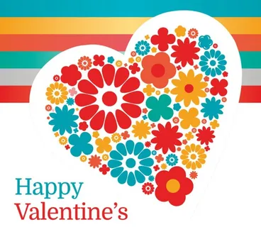 情人节花朵爱心贺卡矢量素材图片