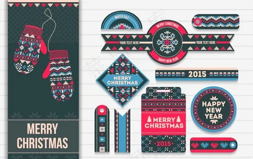 针织图案圣诞吊牌图片