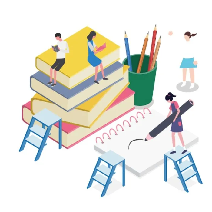 扁平化课本知识插画图片(1200x1200)psd模版下载