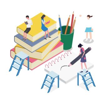 扁平化课本知识插画图片