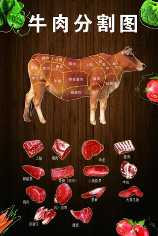 牛肉分解图展板图片