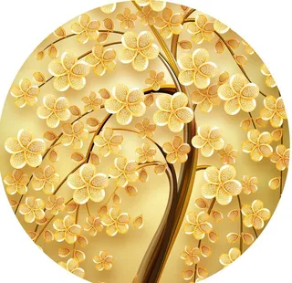 发财树水彩圆形挂画装饰画图片