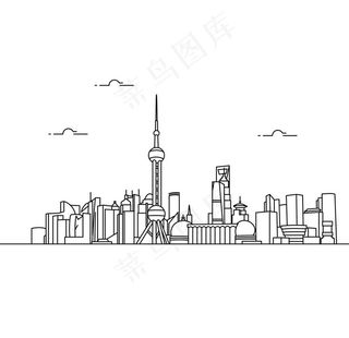 线性上海外滩建筑风景图片
