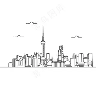 线性上海外滩建筑风景图片