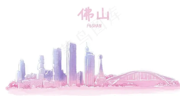 佛山城市地标建筑漫画海报图片