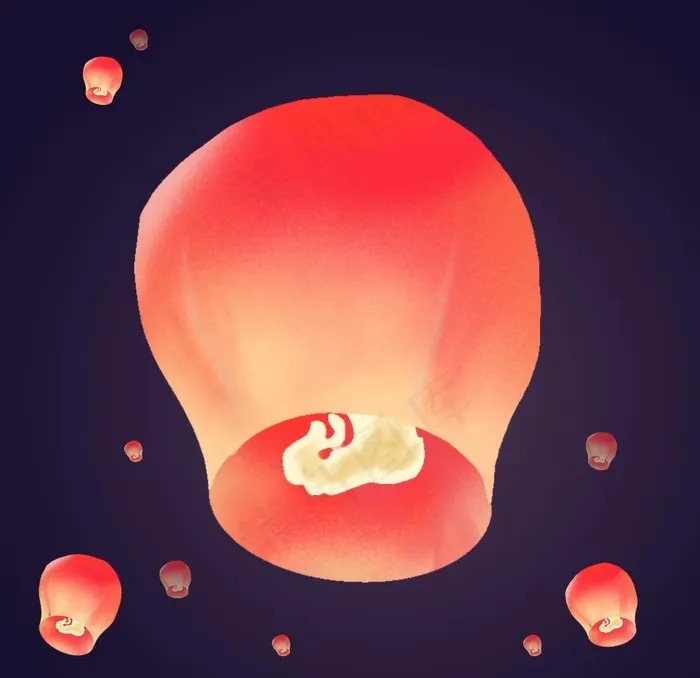 孔明灯图片psd模版下载