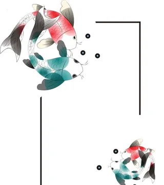 中国风手绘锦鲤边框矢量图图片