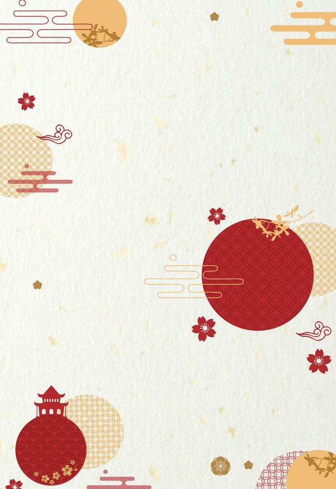 红色日式和风纹饰背景图片