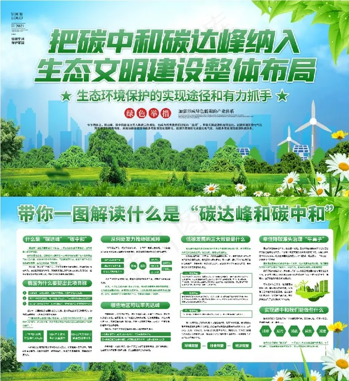 碳中和碳答峰科普宣传图片psd模版下载