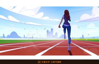 跑道起点矢量插画图片