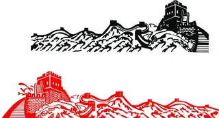 手绘长城图片