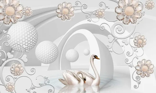 3D立体花卉背景墙图片