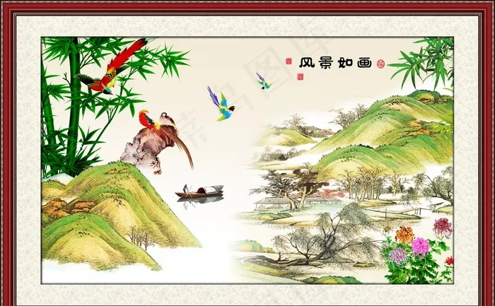 框画图片psd模版下载