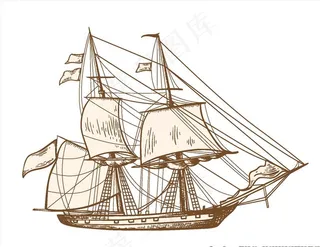 帆船线条图片