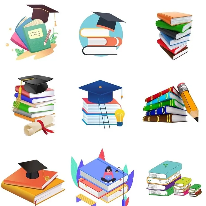 书 博士帽 卡通矢量图图片(5290x5467)psd模版下载