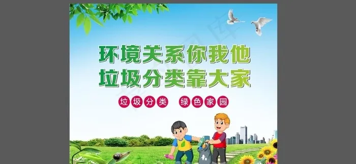 垃圾分类海报图片cdr矢量模版下载