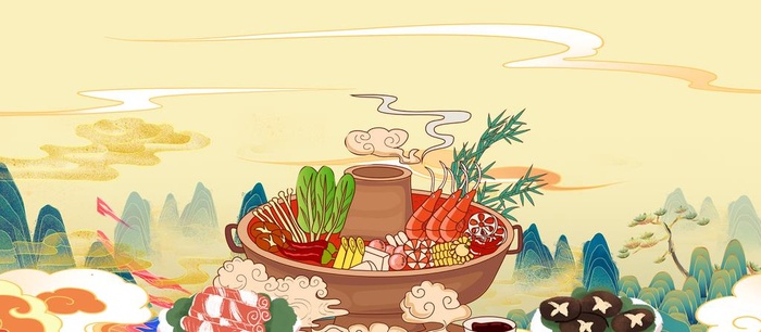 美食国潮背景图片