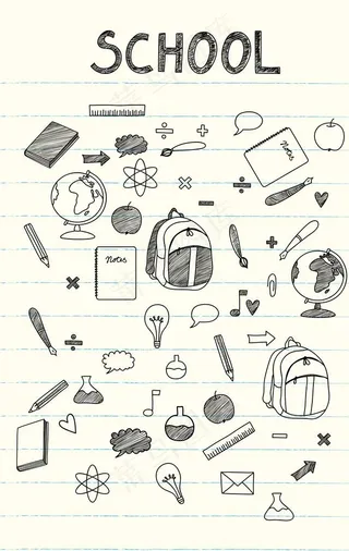 手绘风格学校元素合集图片