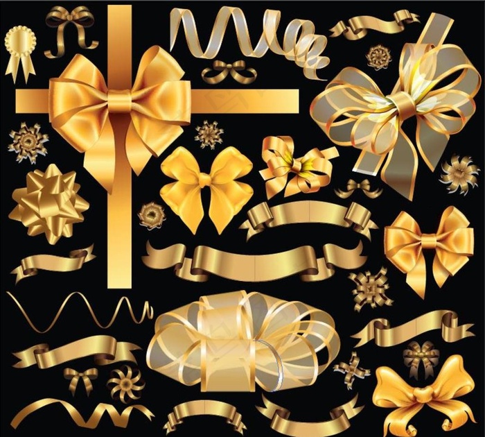 礼带矢量 金色蝴蝶结 矢量蝴蝶图片