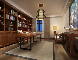 中式书房茶室效果图图片