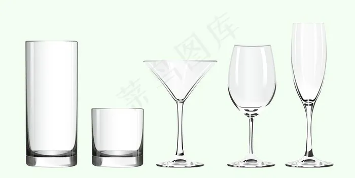 各种形状的玻璃杯图片psd模版下载