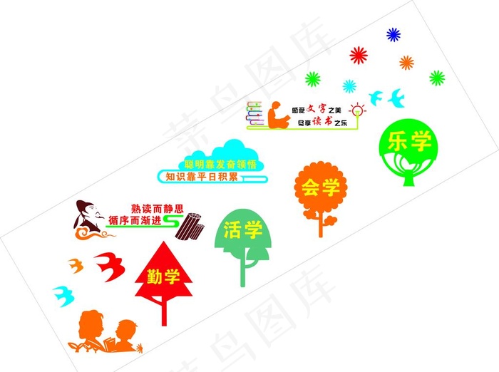 校园楼梯文化图片cdr矢量模版下载