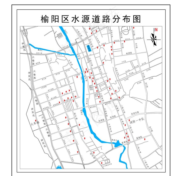 榆林市榆阳区消防水鹤分布图图片(11700x11700)psd模版下载