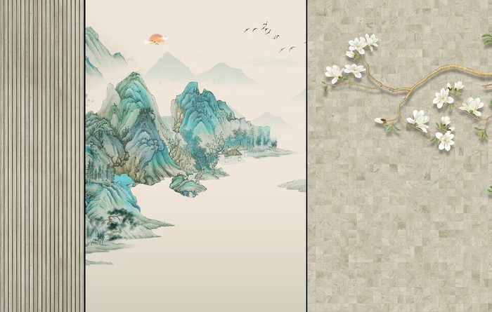 新中式山水背景图片(9071x5669)