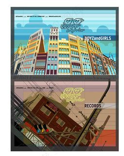 纽约街头高楼手绘矢量图图片